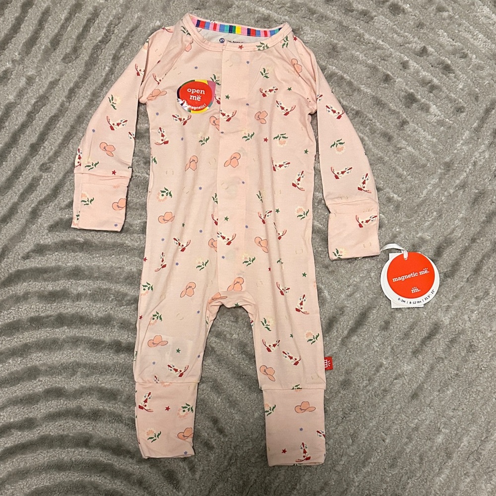 Magnetic Me Rodeo Drive Pink Footed Onesie